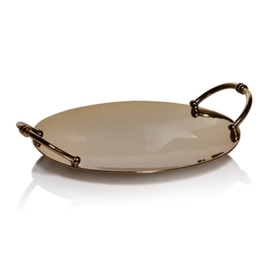 Plateau de service rond en aluminium avec finition plaquée marron Idéal pour le service de thé dans les hôtels et les restaurants par ACMI - Product Image 5