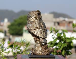 Antiques Nirmala : Ensemble de deux hiboux en résine faits à la main, technique de moulage carré, décoration Feng Shui pour la maison, pièce de décoration de table, meilleur cadeau, Rajasthan - Product Image 4