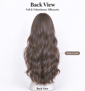 Brown Long Wave Human Hair <b>Wig</b> Natural Looking <b>Lace</b> <b>Front</b> <b>Wig</b> for Daily Wear Salon Use - Product Image 3