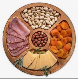 Plateaux en bois de service de nourriture faits à la main Vaisselle de forme incurvée Décoration de mariage Anniversaire et autres plateaux en bois - Product Image 1