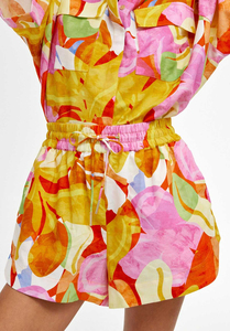 Pantalones cortos de camisa con botones sueltos con estampado gráfico de gran tamaño de verano para mujer, estampado Digital por encima de la rodilla para mayor comodidad y estilo - Product Image 4