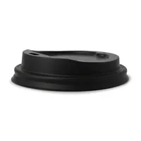 Couvre-gobelets CPLA de 80 mm de diamètre, couleur noire, jetables, écologiques, avec trou pour boire, compostables - 1000 pièces/carton