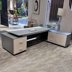 Modern Executive Office <b>Desk</b> Wooden Panel Computer Table Extendable Storage Manager <b>Workstation</b> Eco Friendly Commercial Office F - Product Image 6