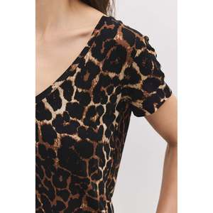 Camiseta Casual de Mujer con Cuello en V, Estampada, con Lazo, Transpirable, de Algodón, Tallas XS XXS, Versión Ajustada, Corta, Verano, Holgada - Product Image 3
