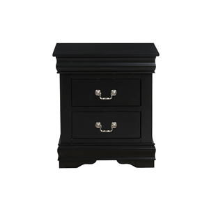 Classic <b>Black</b> Wooden Nightstand with 2 Drawers, Solid Wood <b>Bedside</b> <b>Table</b> for Bedroom, Hotel, Apartment Use - Product Image 1