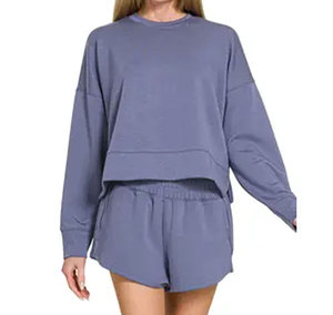 Joggers deux pièces pour femmes personnalisés de haute qualité vêtements de sport motif solide vêtements quotidiens sweat pour tissu à tricoter d'hiver - Product Image 3