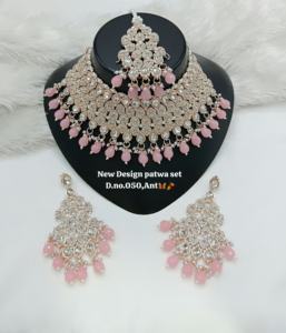 Lucentarts <b>Jewellery</b> Most Trendy Indian Wedding Zircon Studded Imitation Pearl Work Rose <b>Gold</b> Plated Ethnic Women Choker Party - Product Image 2