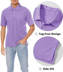 Custom Knitted for <b>Shirts</b> Logo Cotton Polyester Short Sleeve Quick Dry Eco-Friendly Breathable Formal Stand Collar T-<b>Shirt</b> <b>Men</b> - Product Image 2