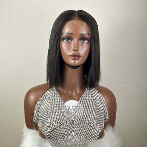Perruques Bob Cut sans colle pour femmes noires 10 pouces cheveux humains vierges vietnamiens bruts couleur naturelle os droit petite taille - Product Image 1