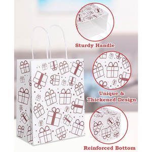 Medium Kraft Paper Shopping Bags Customizable Christmas & Party Favor Bags Bulk Pack White <b>Present</b> Paper <b>Box</b> - Product Image 4