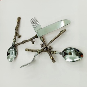 Nuevo Juego de Cubiertos de Acero Inoxidable con Diseño de Mango de Ramita en Tono Plateado Real, Juego de Cubiertos de Lujo con Nuevo Estilo - Product Image 3
