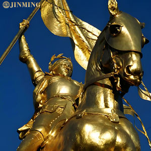 Estatua de bronce tallada a mano Escultura de Juana de Arco Artesanía de metal Mujer griega montando a caballo con bandera nacional - Product Image 5