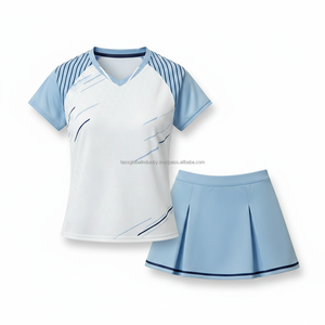 Conjunto de Uniforme de Bádminton Personalizado OEM para Mujer, Camiseta de Manga Corta con Mangas Raglán en Contraste y Falda - Product Image 1