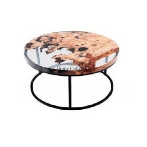 Round Shape Home Decorative Wooden Top and Side <b>Table</b> Center <b>Table</b> Silver Color <b>Mirror</b> Polished Handmade Fancy Designer Supplies - Product Image 3