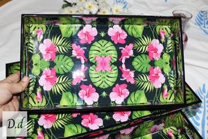 Bandeja DE SERVICIO DE MADERA rectangular de diseñador de hoteles para bodas en casa, para decoraciones navideñas y regalos - Product Image 6