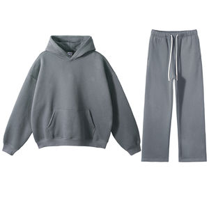 OEM Heavyweight Winter Mens Custom Logo Eco-Friendly Sweatsuit Hoodie Jogger Set Stacked Pants Streetwear Fleece Chándales - Product Image 1
