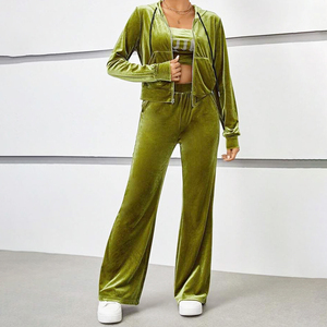 Winter Season <b>Women</b> Solid Color Long Sleeve <b>Joggers</b> Pants Two Piece Set <b>Women</b> Velour <b>Velvet</b> Tracksuit Sweat Suit - Product Image 6