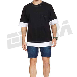 T-shirt surdimensionné Streetwear à logo personnalisé, teint uni, pour homme, haut en coton épais, tissu décontracté, coupe décontractée, style urbain, tendance et mode - Product Image 4