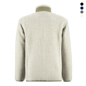 Venta al por mayor de chaqueta de lana Sherpa para hombre con cremallera y bolsillo en el pecho, ropa de abrigo de invierno cálida con logotipo personalizado, moda informal, suministro OEM - Product Image 2