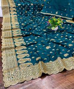 Bollywood Style Designer fête porter perle travail Saree dames porter nouveau avec chemisier indien arrivée Net tissu brodé femmes 500 Apparelgarment - Product Image 2