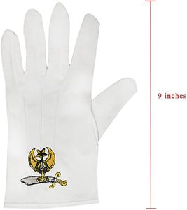 Guantes Masónicos de Algodón Blanco con Bordado de Compás y Cuadrado Azul y Amarillo para Uso Diario y al Aire Libre - Product Image 6