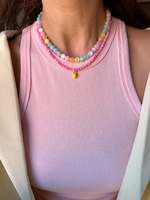 Collier coloré personnalisé en perles baroques en forme de fleur, plaqué or 18 carats, perles printanières, style dopamine, bijoux d'été délicats en pierre naturelle