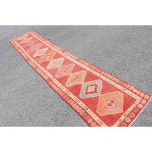 Alfombra Turca Vintage Herki Runner de 2.6x12.5 pies, Alfombra Marroquí Roja de Lana - Product Image 2