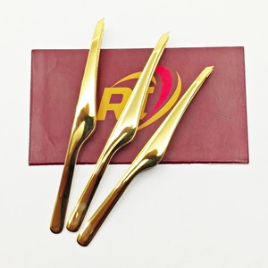 Pince à épiler en acier inoxydable de haute précision couleur or, pointe inclinée, écologique, personnalisable, fournitures de beauté - Product Image 6