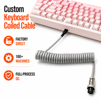 Câble enroulé personnalisé pour clavier mécanique, avec âme en cuivre, isolation en nylon tressé/TPE, adaptateur de connexion externe à ressort