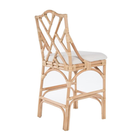 Tabouret de bar en rotin fabriqué à la main avec coussin chaise de comptoir à dossier haut naturel pour une utilisation intérieure et extérieure