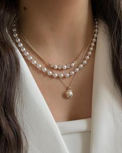 Top qualité de Double couche perle pendentif collier pour femmes délicat tour de cou clavicule chaîne Simple tempérament bijoux - Product Image 1