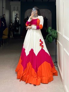 pure rayon colorful White with <b>gota</b> patti Navratri Cowrie Touch Up Lehenga Choli - Product Image 2