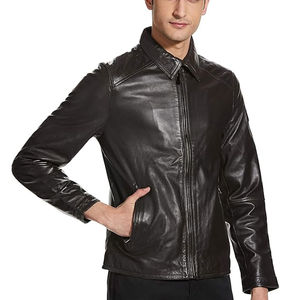 Chaqueta de cuero para hombre para motorista desgastada piel de cordero genuina material de alta calidad precio al por mayor chaqueta de cuero de piel de oveja para hombre - Product Image 1