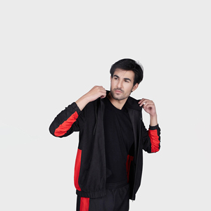 Achetez un ensemble de survêtement de haute qualité 100% pour homme, à capuche, décontracté, coupe régulière, épaules tombantes, couleur unie noire, lourd - Product Image 3