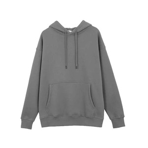 Women's Oversized Hoodie Solid Color Fleece Cotton Sweatshirt With Pockets Regular Length Autumn Wear - Product Image 5