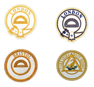Venta caliente Masonic Regalia Insignias Bordado hecho a medida Lingotes de oro Delantal Insignias - Product Image 6