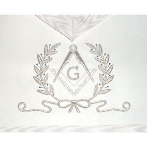 Master Mason Blue Lodge <b>Apron</b> <b>White</b> Hand Embroidered Hand Embroidered Masonic Regalia Custom Logo - Product Image 3