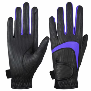 Top qualité 2025 professionnel fabrique des gants d'équitation en cuir de couleur bleu noir derniers gants d'équitation conçus - Product Image 1