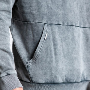 Sweat à capuche surdimensionné brodé en éponge française délavé à l'acide Logo personnalisé pour hommes de haute qualité 100% coton épais chaud pour l'hiver - Product Image 3