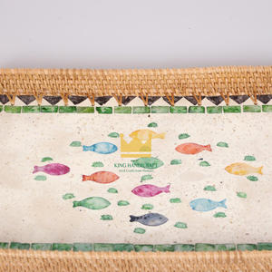 Plateau à fruits en rotin écologique Mélange de rotin rectangulaire Plateau de service en nacre pour la maison Made in Viet Nam - Product Image 3