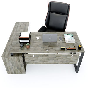 Escritorio Ejecutivo de Diseño Contemporáneo SFKC004 en Madera y Caucho con Forma de 'K' en Hierro y Riel para Archivador - Product Image 6