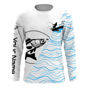 Camisa de pesca de manga larga de punto de satén con protección UV UPF 50 + para hombre, 100% poliéster, transpirable, de secado rápido, sin cuello, impermeable para - Product Image 1