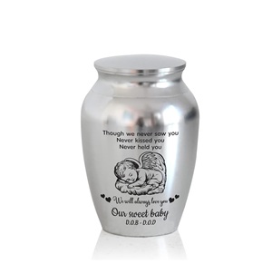 Personalized Baby <b>Mini</b> Urn Stainless Steel Decorative Keepsake Urn Engraved Memorial Urn for Loss of Child Custom Size Silver - Product Image 1