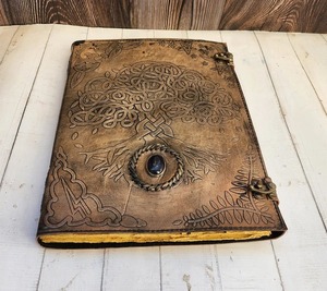 Semi Stone Unlined Journal with Clasp BlackBook of Shdaows Deckle Edge <b>Paper</b> C Lock Notebook <b>Organizer</b> Embossed Leather - Product Image 3