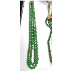 Collier de perles de rondelle lisse en pierre de fraise verte naturelle Taille 8-12mm de longueur 20-24 pouces 2 couches collier vintage de perles - Product Image 3