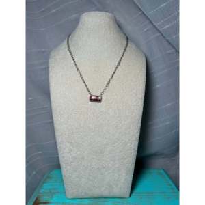 Navajo Handmade Sterling Silver Necklace with Rose Dahlia Inlay Bezel Setting - Product Image 3