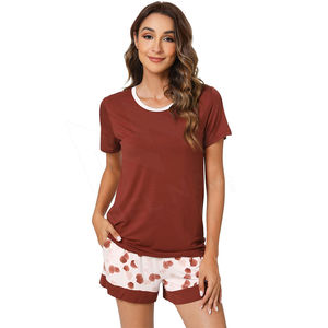 Le plus récent ensemble de shorts d'été abordable deux pièces avec haut à manches courtes à la mode vêtements décontractés pour ensemble de shorts femmes - Product Image 1