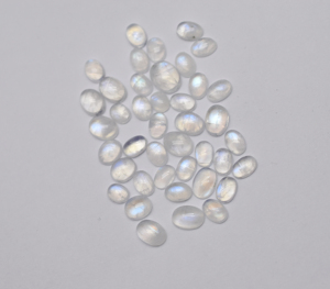 Cabujones de piedras preciosas calibradas ovaladas de piedra lunar arcoíris Natural parte posterior plana 5X3mm a 30X20mm tamaños piedra lunar azul - Product Image 3