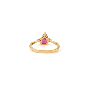 Anillo de Compromiso de Oro Amarillo Sólido K14 con Rubí y Diamantes Auténticos, Diseño Clásico y Elegante, Piedra de Nacimiento de Julio, Joyería para Mujer, Superventas - Product Image 6