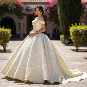 1527 Vestido de Noche Exquisito Estilo Corazón, de Lujo, con Encaje Barroco, Cuentas de Cristal, Apliques Estampados, Largo hasta el Suelo, Cola Capilla, para Fiesta - Product Image 1